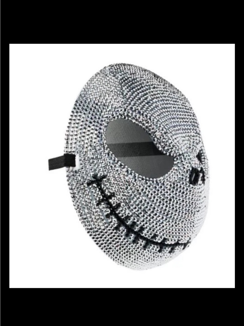 Adult Disney Jack Skellington Silver Rhinestone Halloween Mask - Sparkling